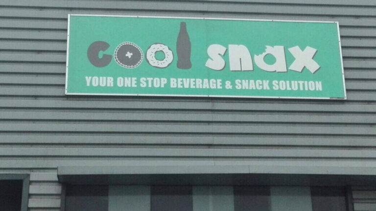 coolsnax logo on the outside of our building